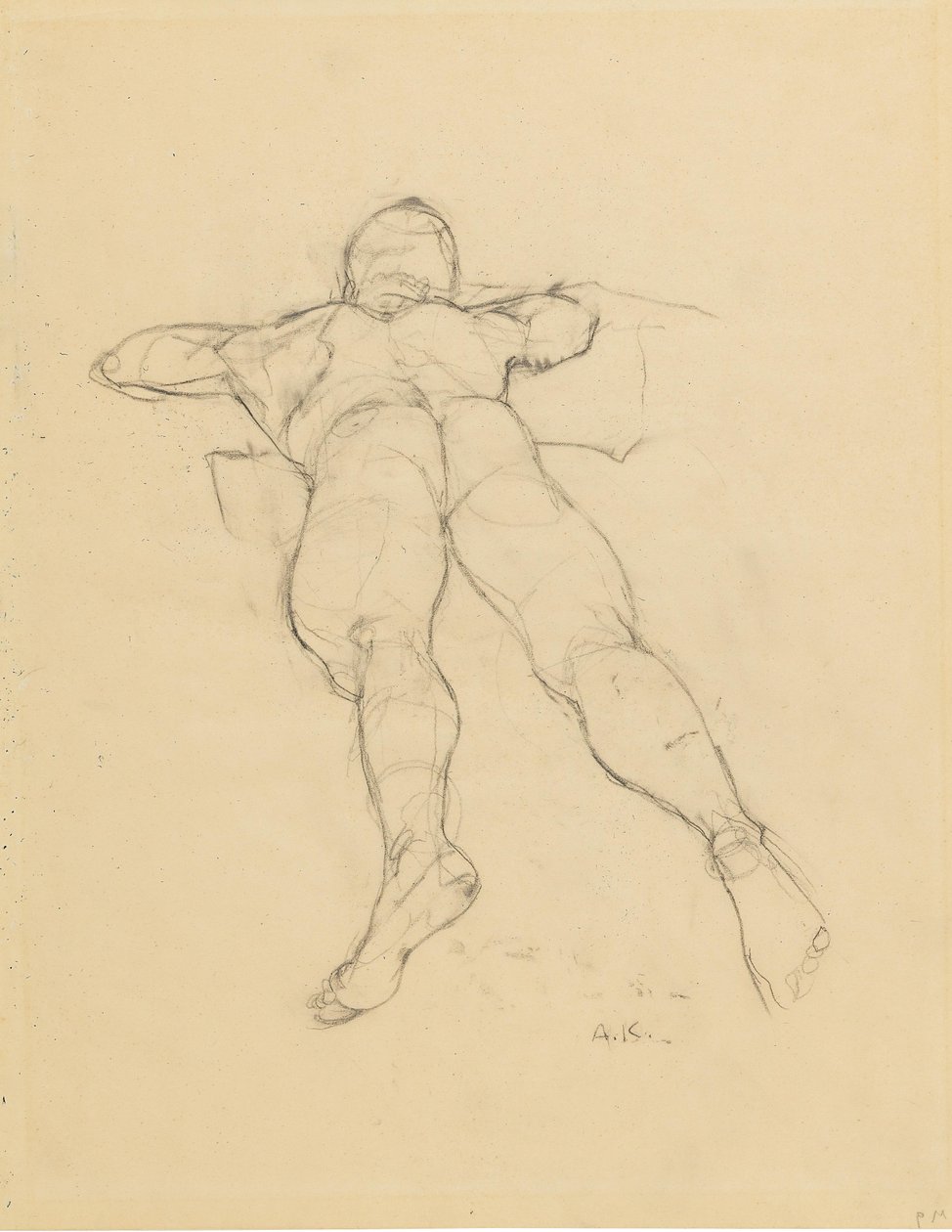 Anton Kolig Nu masculin couché de dos - Anton Kolig
