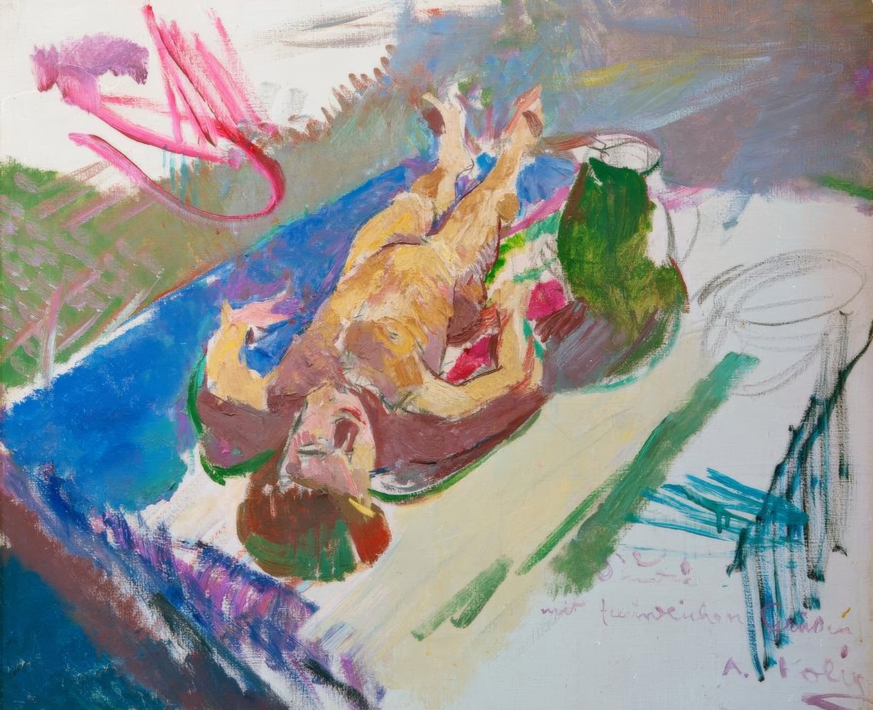 Nu couché avec cruche - Anton Kolig
