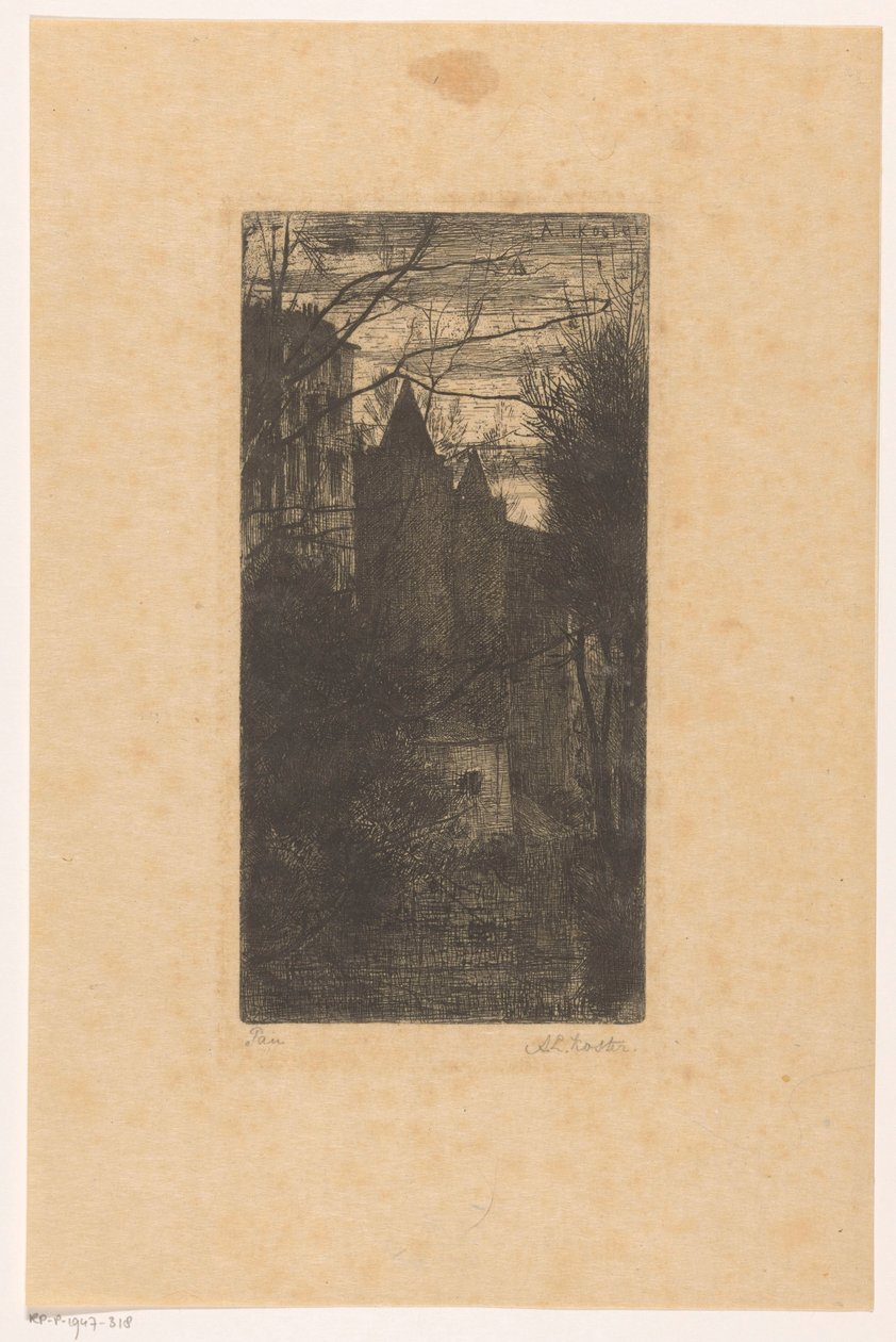 Château de Pau au crépuscule - Anton L. Koster (signed by artist)