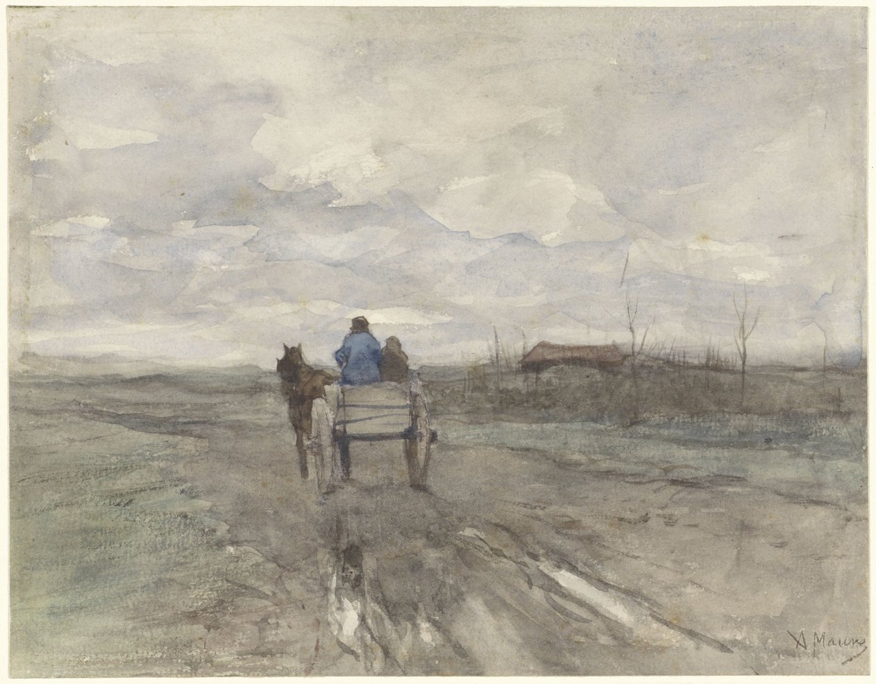 Chariot de paysans sur un chemin de campagne - Anton Mauve