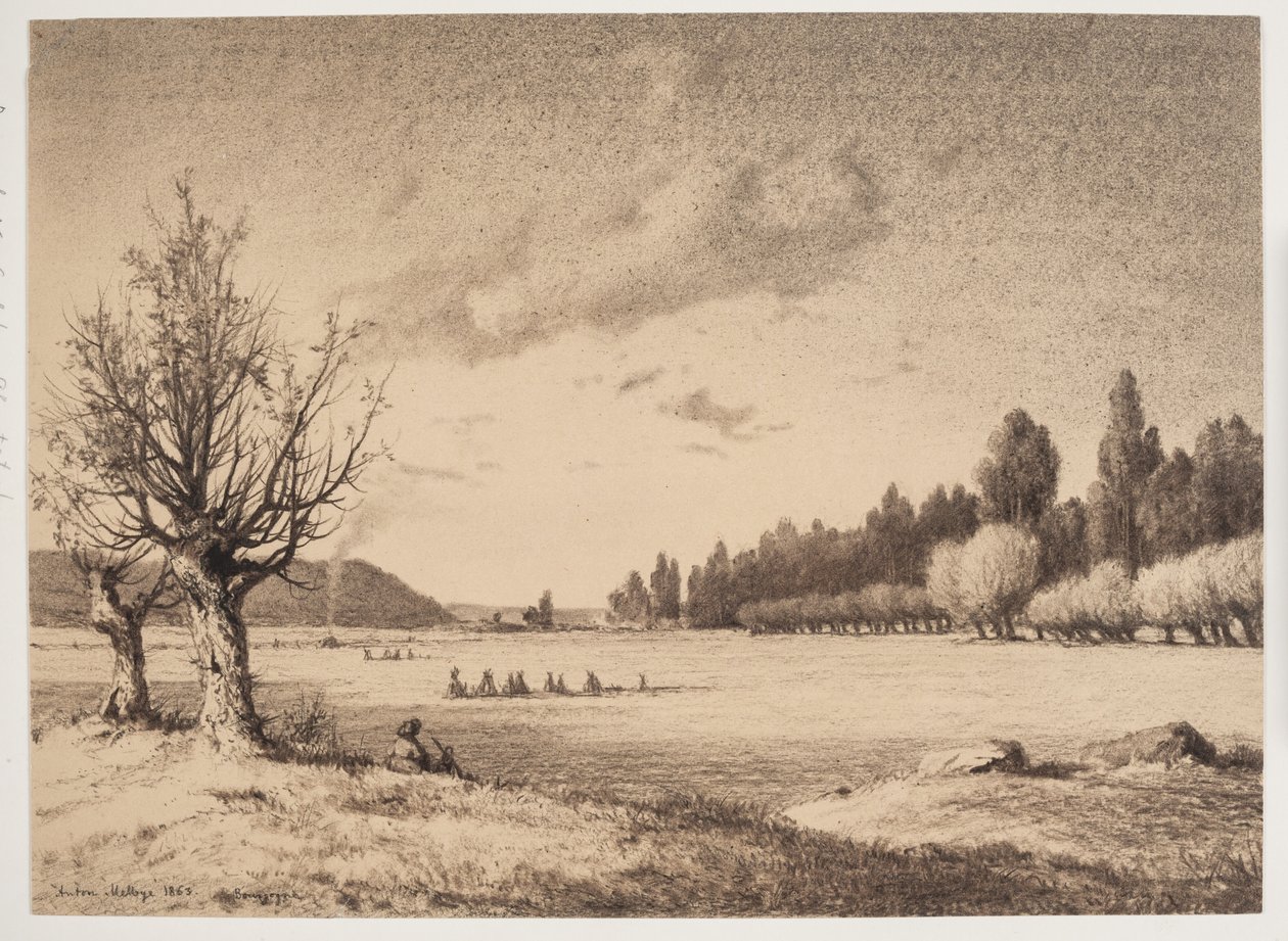 Paysage ouvert avec un bois au loin. Bourgogne - Anton Melbye