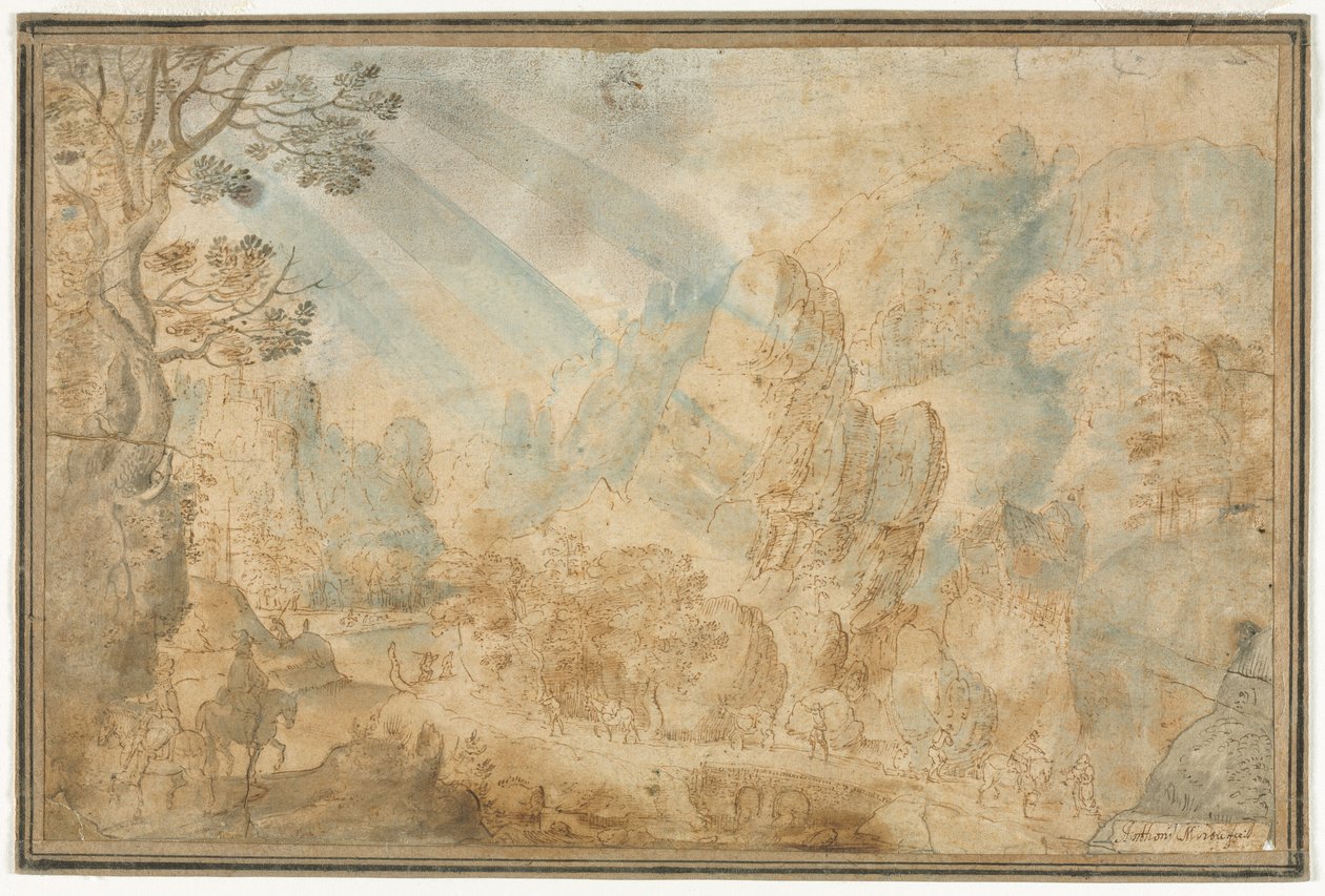 Paysage de montagne avec figures, première moitié des années 1600 - Anton Mirou