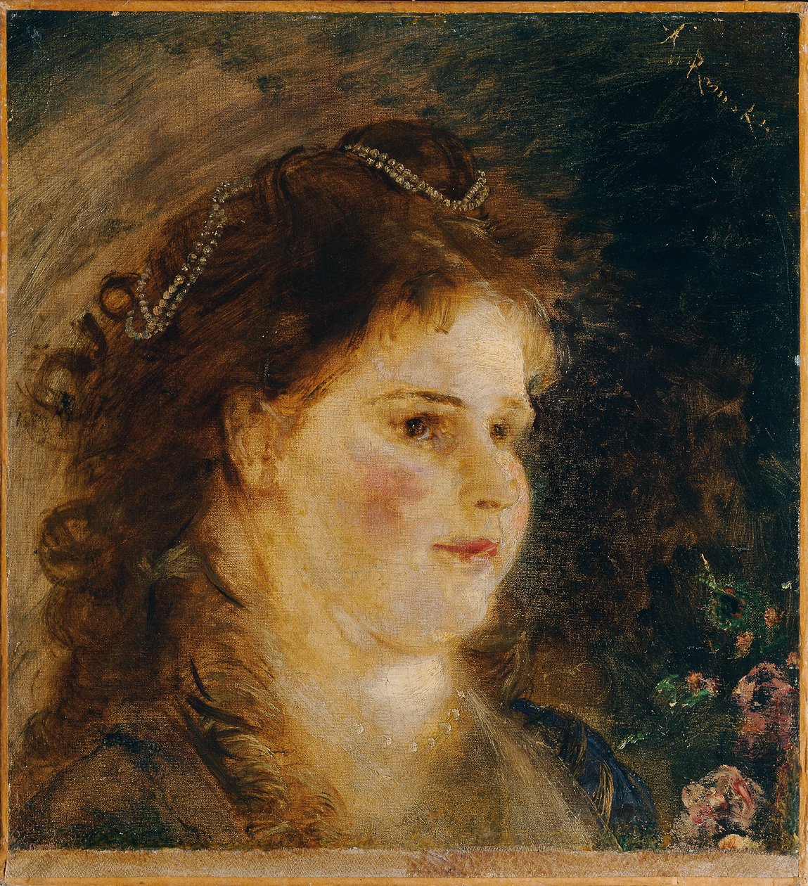 Fille avec un collier de perles dans les cheveux - Anton Romako