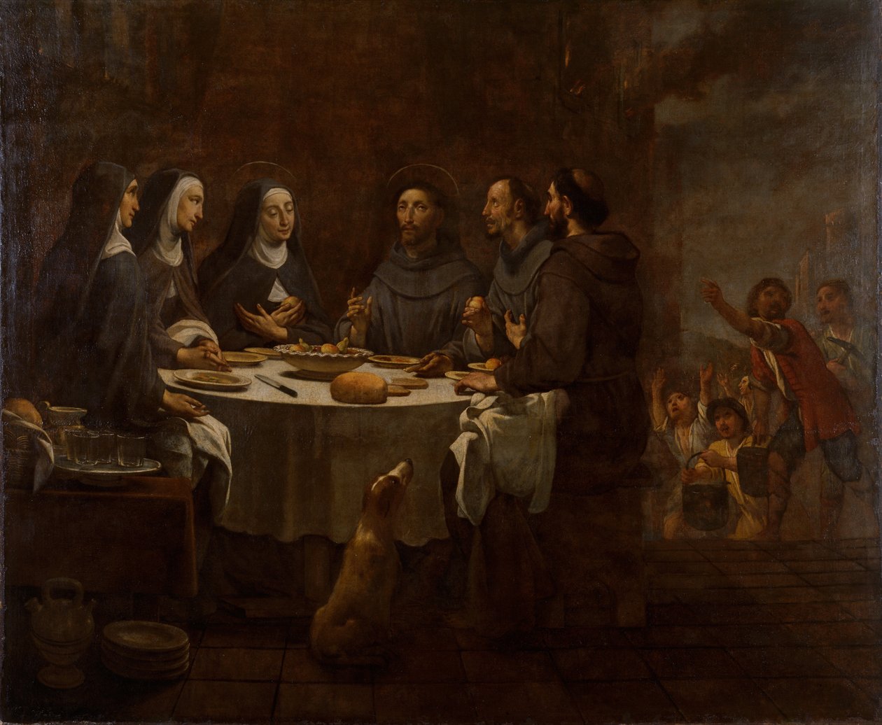 Saint François et Sainte Claire au souper dans le couvent de Saint-Damien - Antoni Viladomat Y Manalt