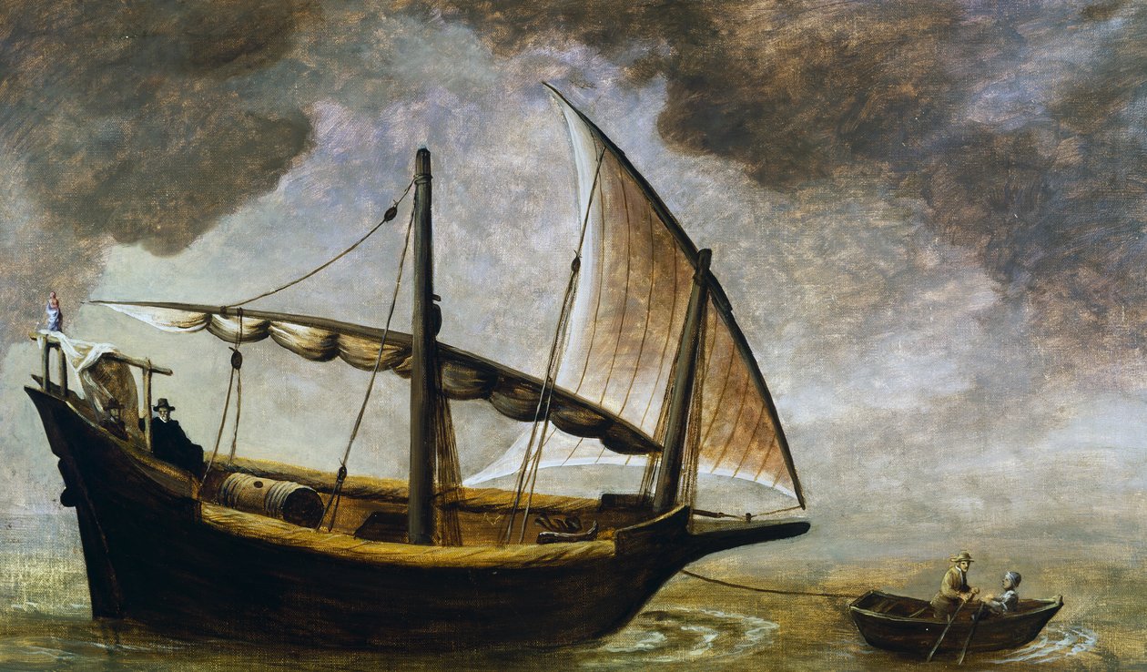 Bateau à vin génois du 17e siècle, 20e (peinture) - Antonino Traverso