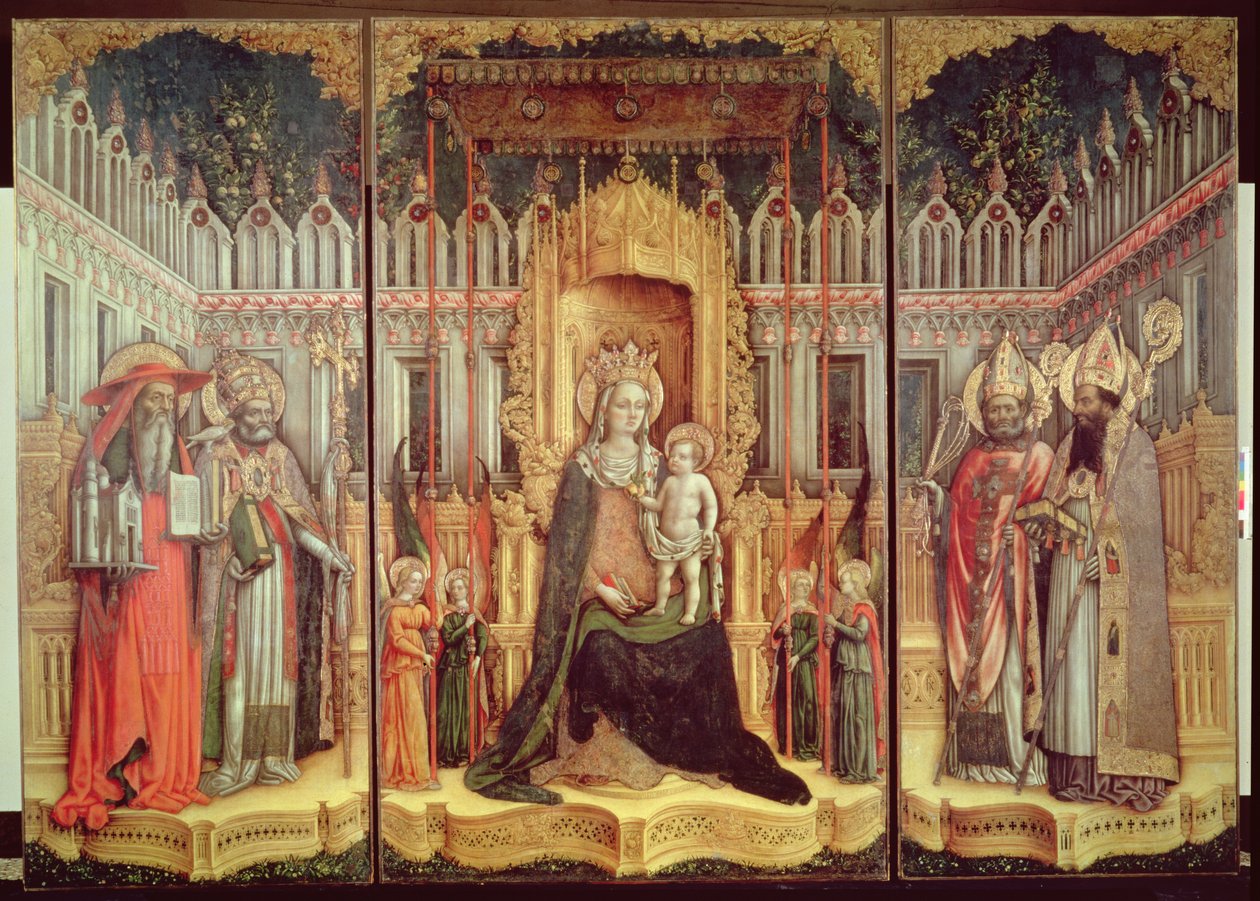 La Vierge en trône avec les saints Jérôme, Grégoire, Ambroise et Augustin, 1446 - Antonio Vivarini