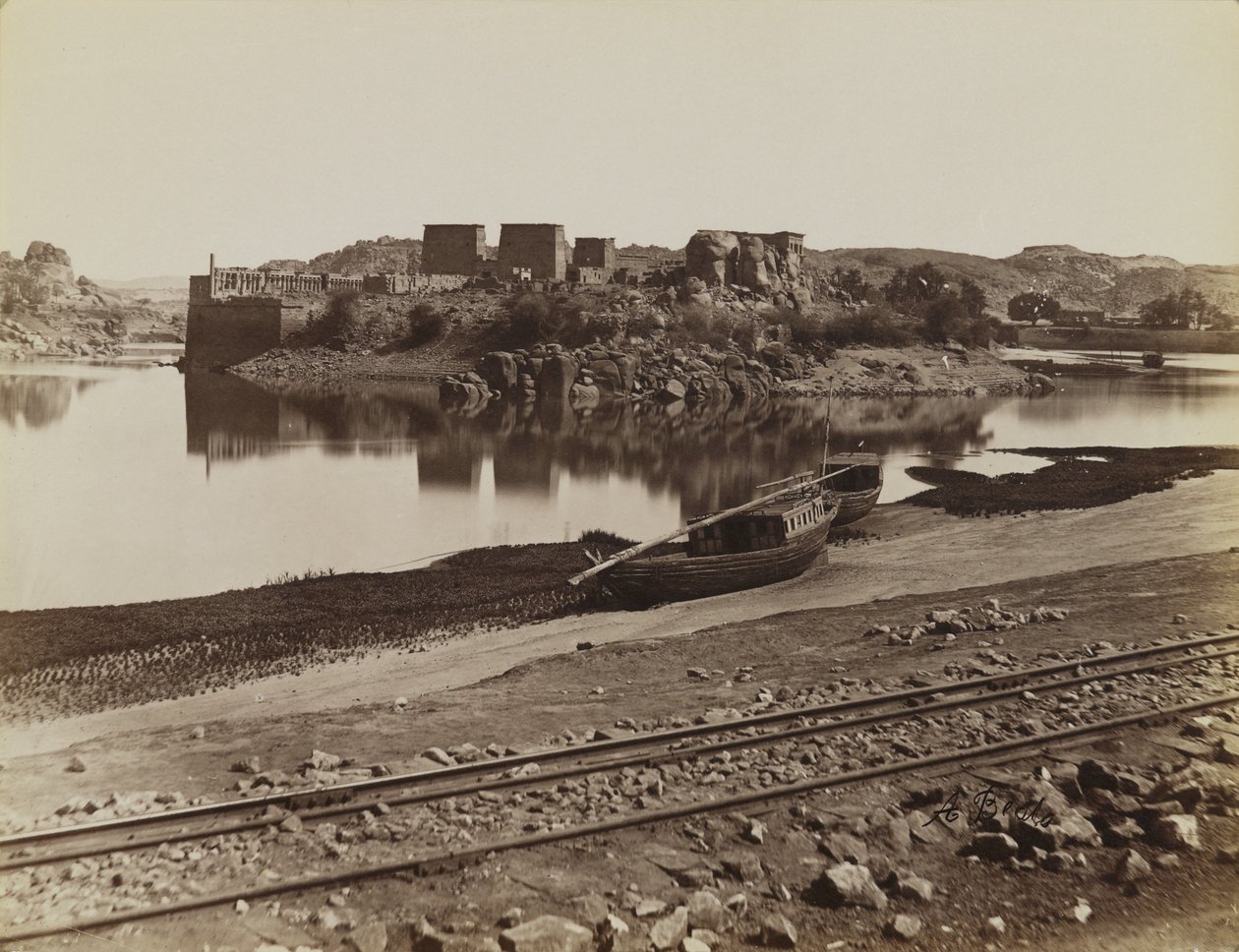 Philæ, vue de la rive est du Nil, nord-ouest - Antonio Beato
