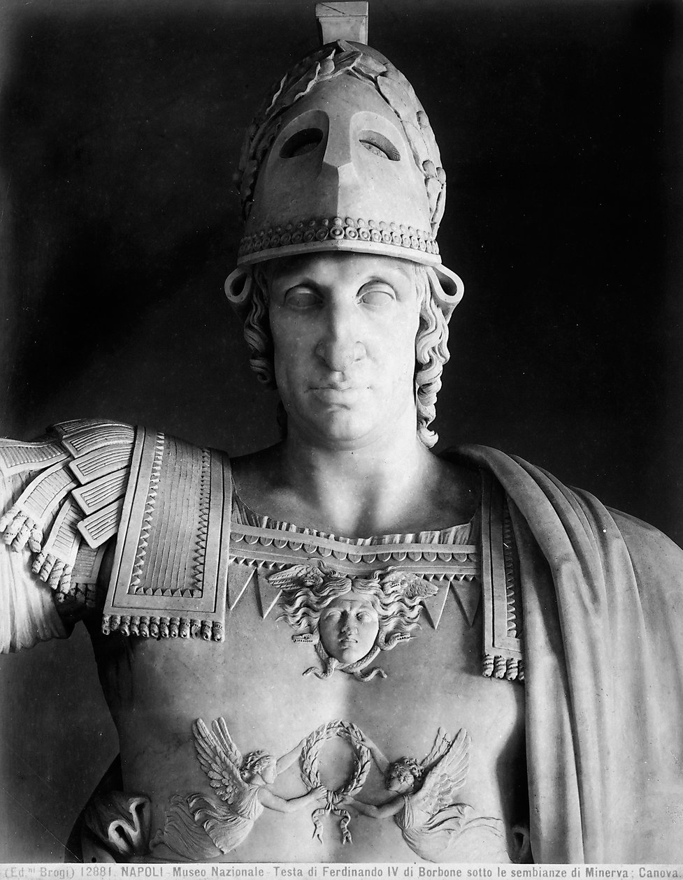 (détail) de la statue de Ferdinand IV de Bourbon en habits de Minerve - Antonio Canova