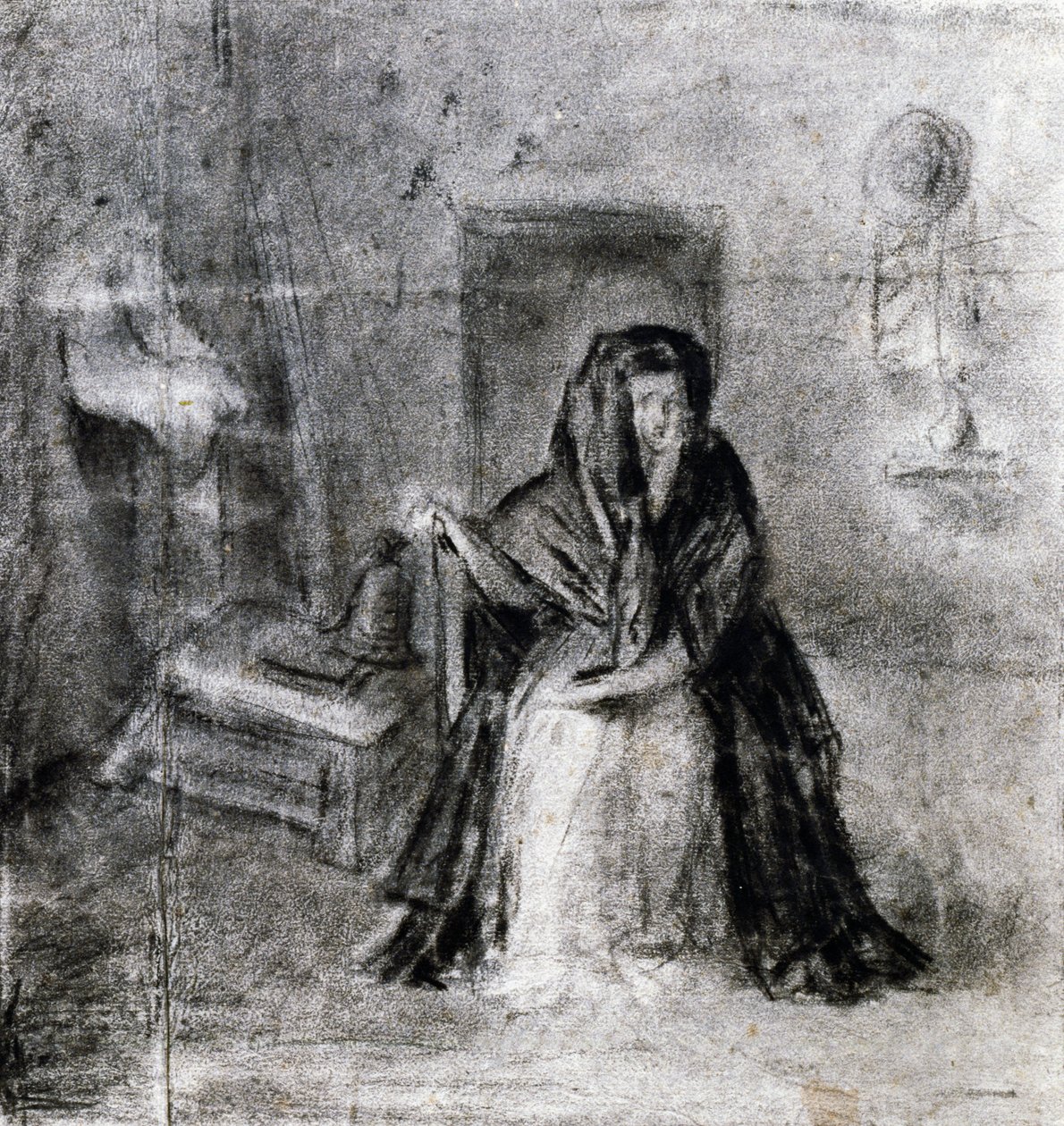 Femme assise, par Antonio Canova (1757-1822), dessin - Antonio Canova