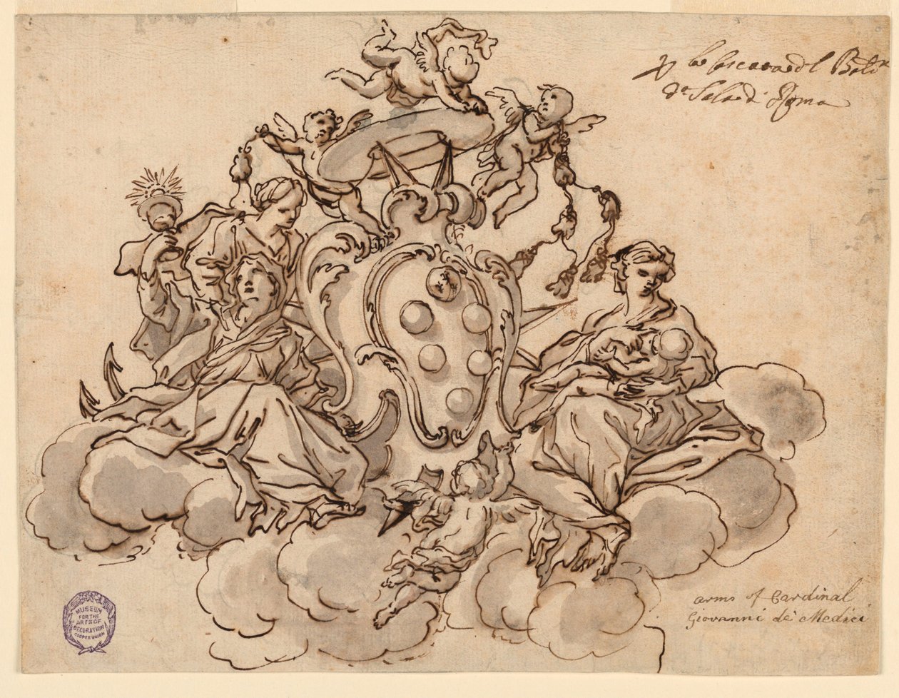 Projet de plafond (?) avec les armoiries du cardinal Francesco Maria de