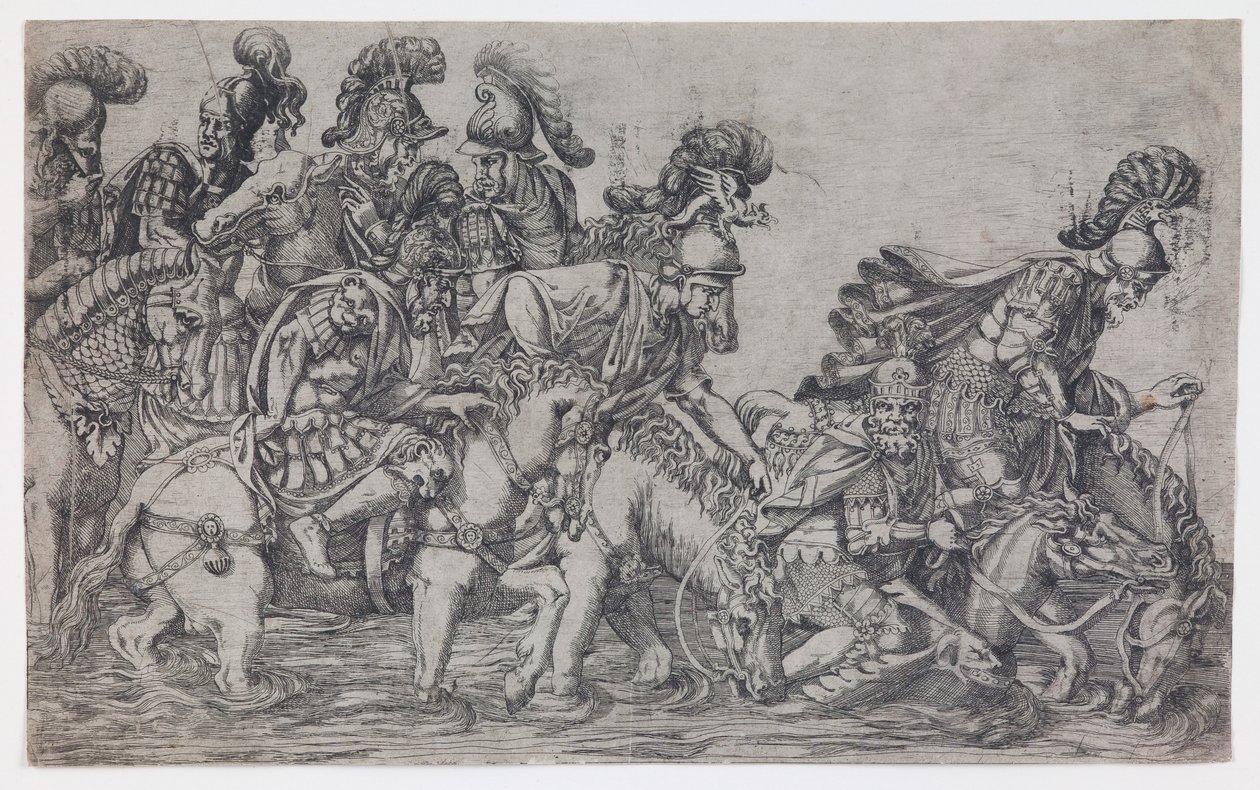 Huit cavaliers traversant une rivière - Antonio Fantuzzi