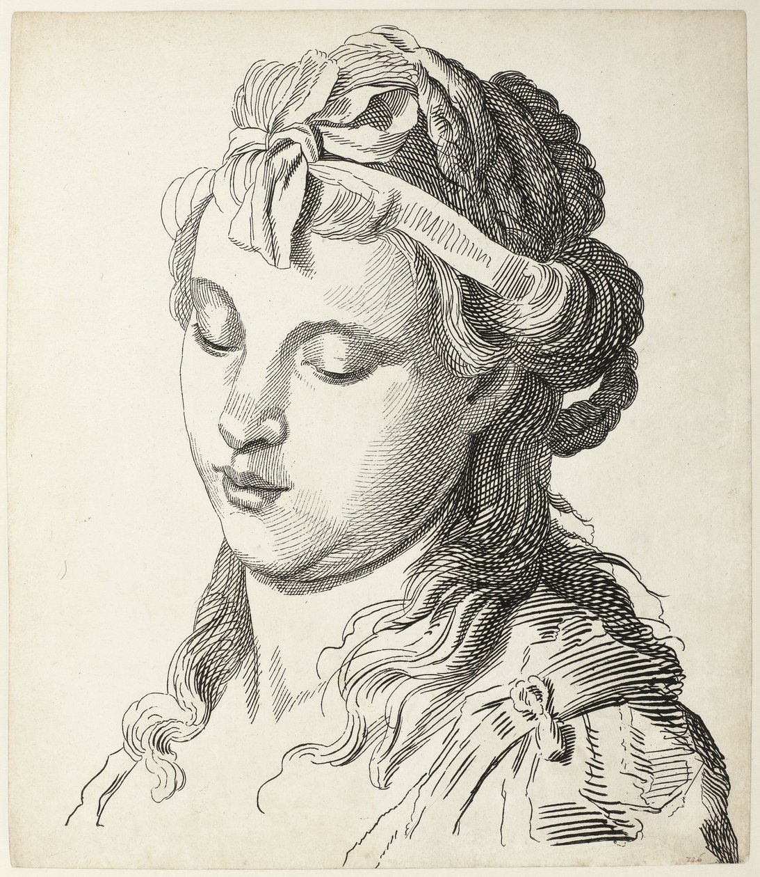 Tête de femme avec un nœud dans les cheveux (Quatre têtes) - Antonio Giuseppe Barbazza