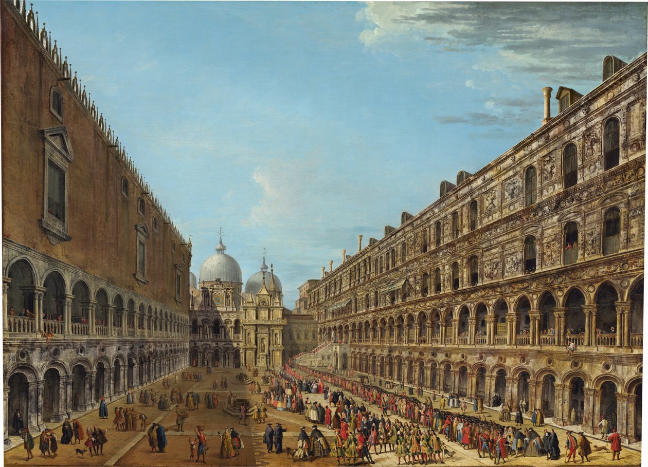 Procession dans la cour du Palais Ducal, Venise - Antonio Joli