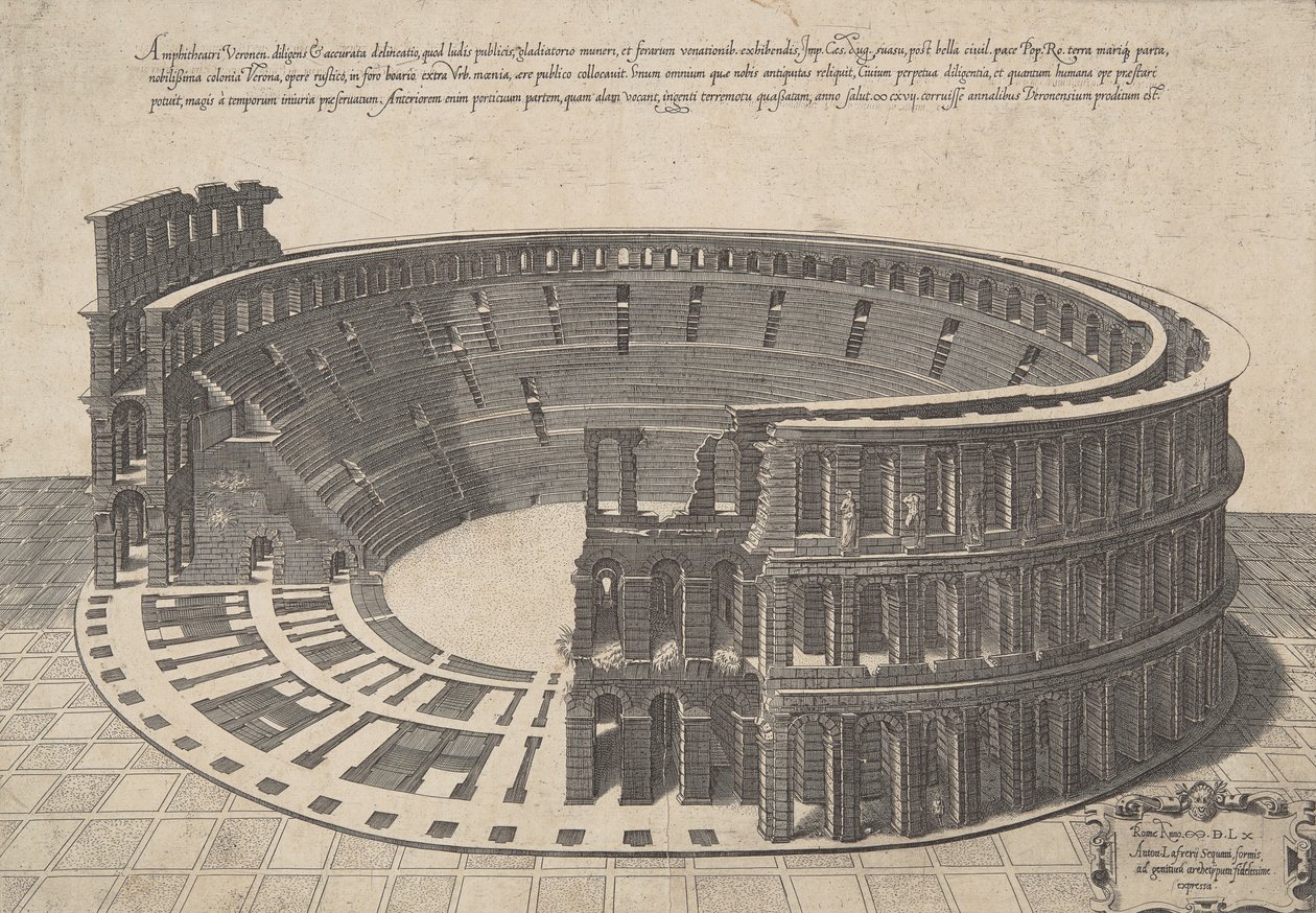 Amphithéâtre de Vérone, délinéation diligente et précise - Antonio Lafreri