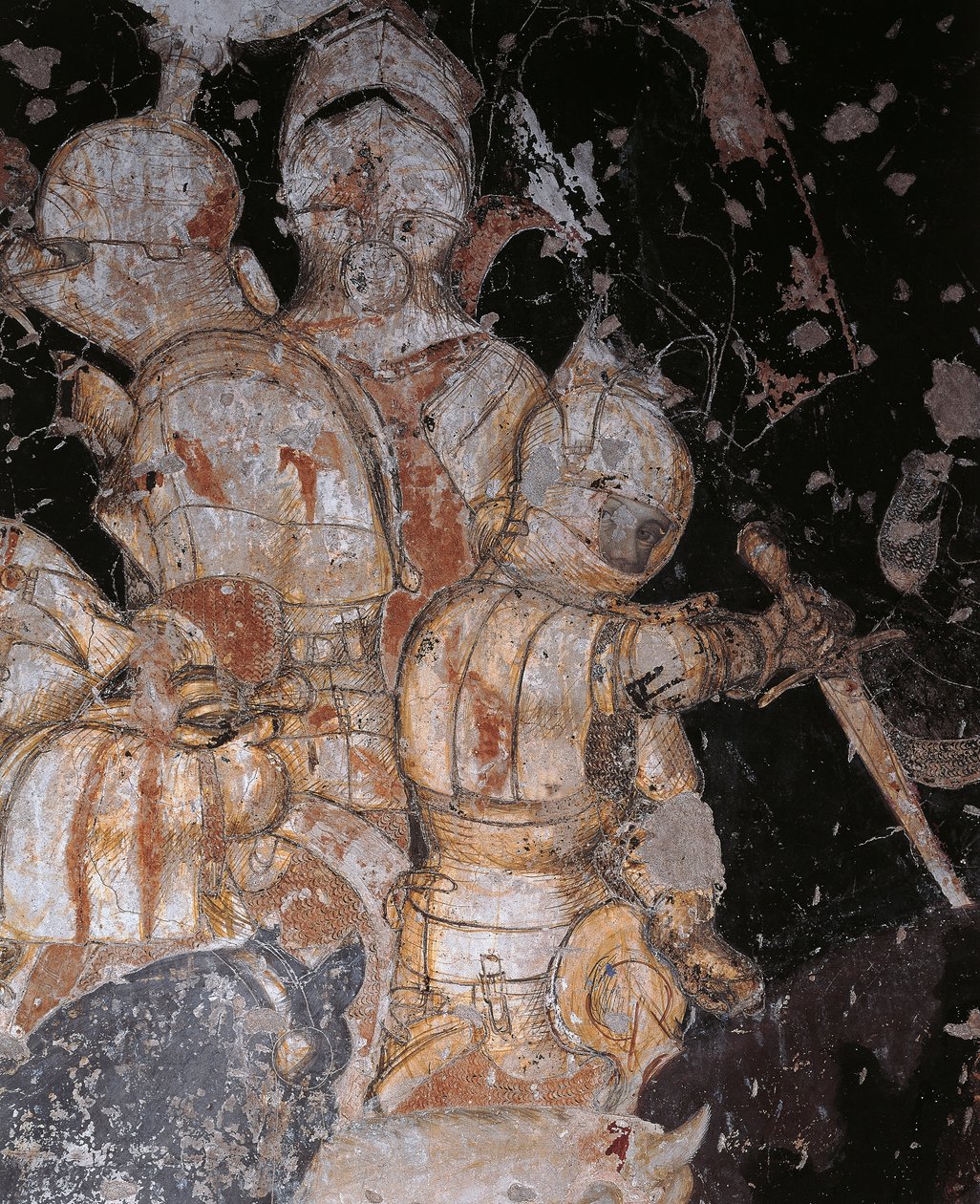 Tournoi-Bataille de Louvezerp par Antonio Pisano dit Pisanello, fresque, détail, Palais Ducal, Mantoue - Antonio Pisanello
