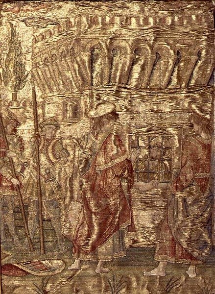 Les disciples visitant Saint Jean-Baptiste en prison, tapisserie représentant des scènes de la vie du saint - Antonio Pollaiuolo