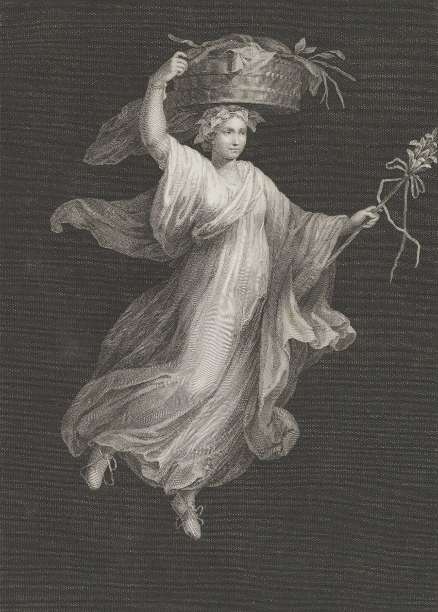 Une bacchante portant un grand panier sur la tête et tenant un bâton dans sa main gauche, vers 1795-1820 - Antonio Ricciani