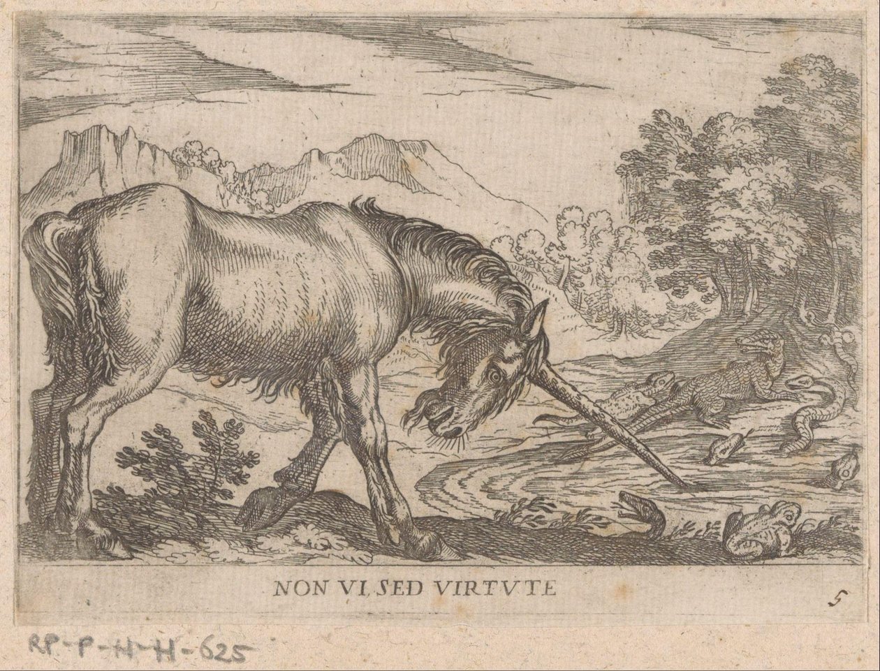 Une licorne chassant des lézards d