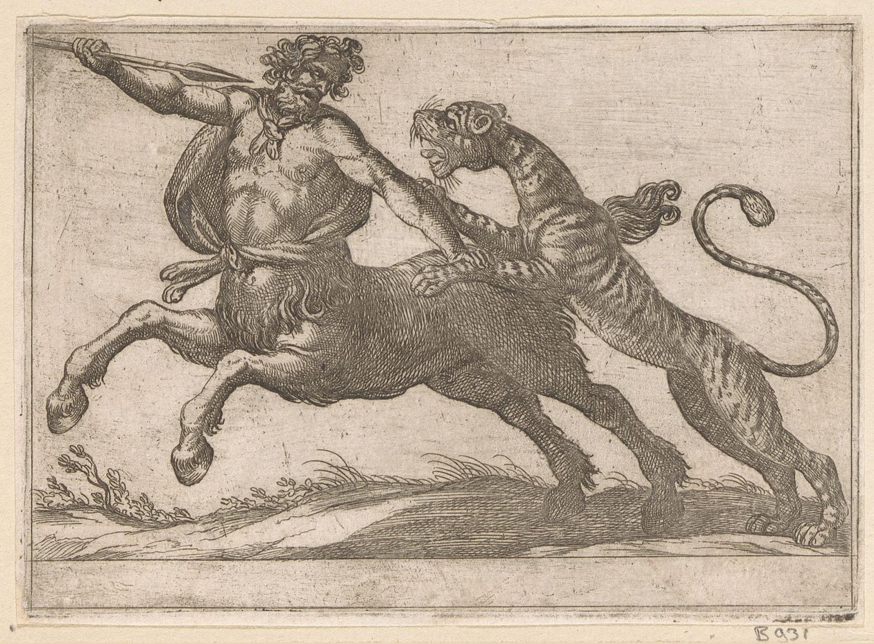 Un tigre combattant un centaure - Antonio Tempesta