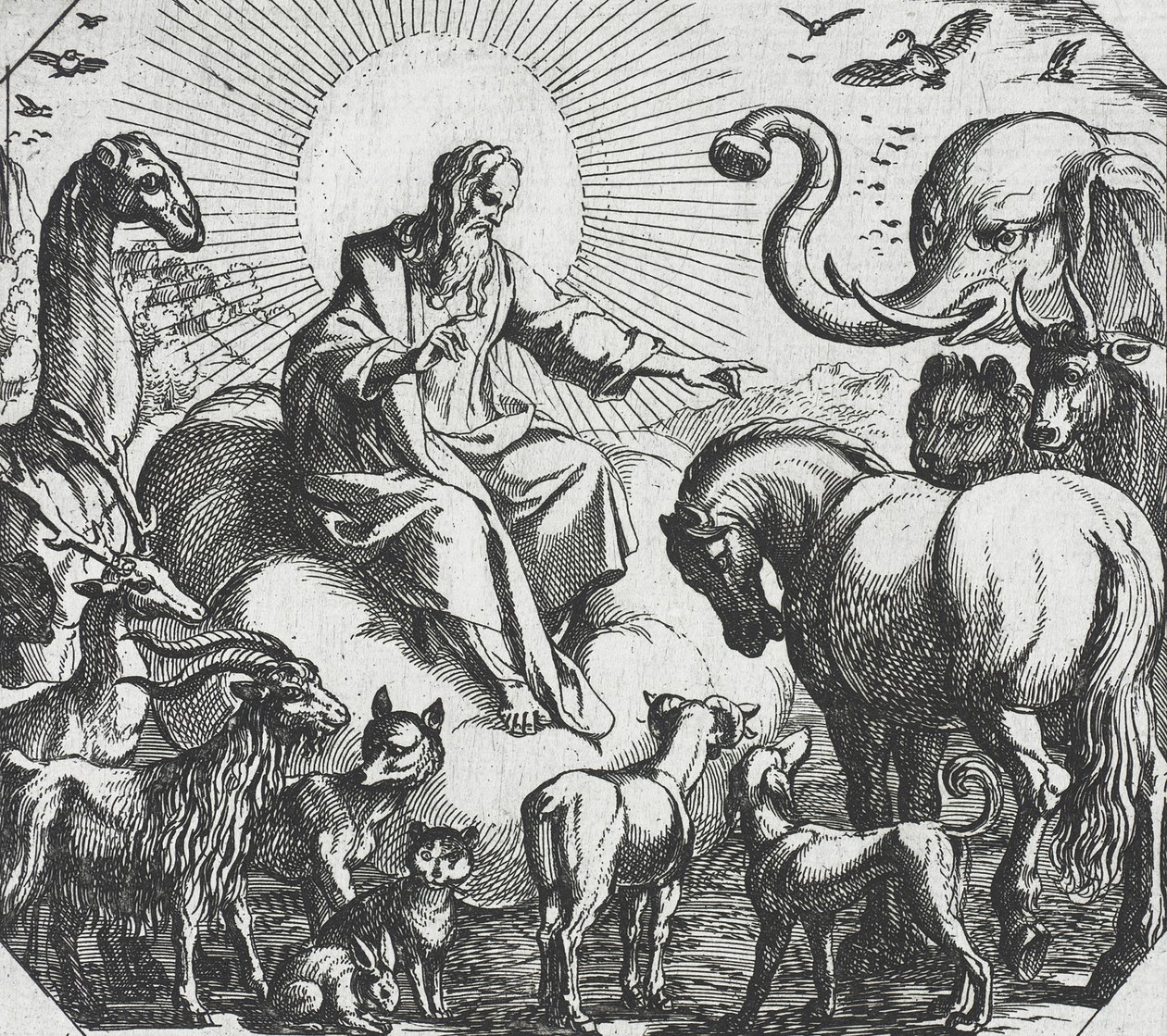 Dieu créant les animaux terrestres - Antonio Tempesta