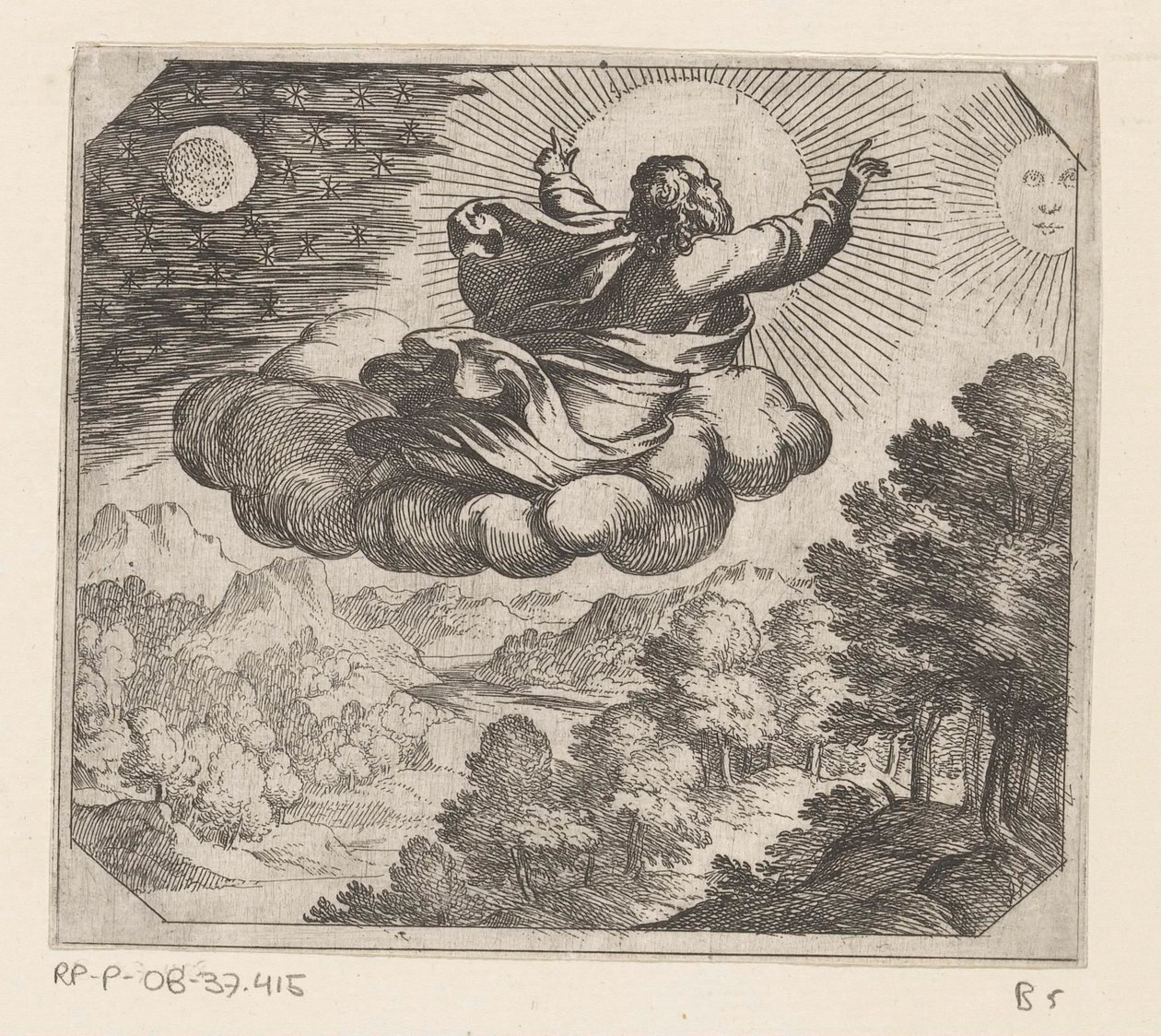 Dieu créant le soleil, la lune et les étoiles - Antonio Tempesta