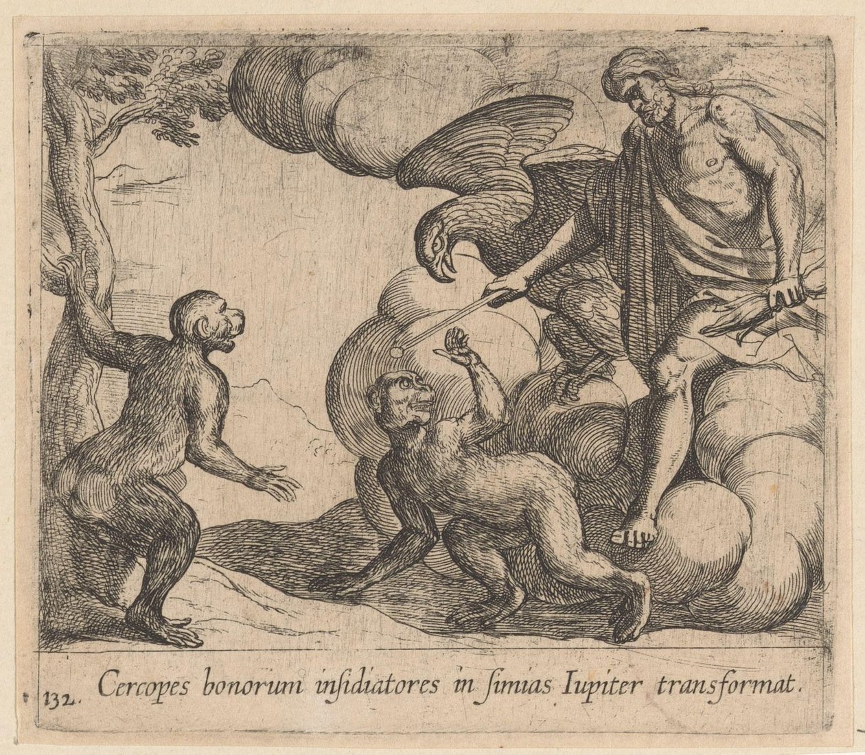 Jupiter transforme les Cercopes en singes - Antonio Tempesta