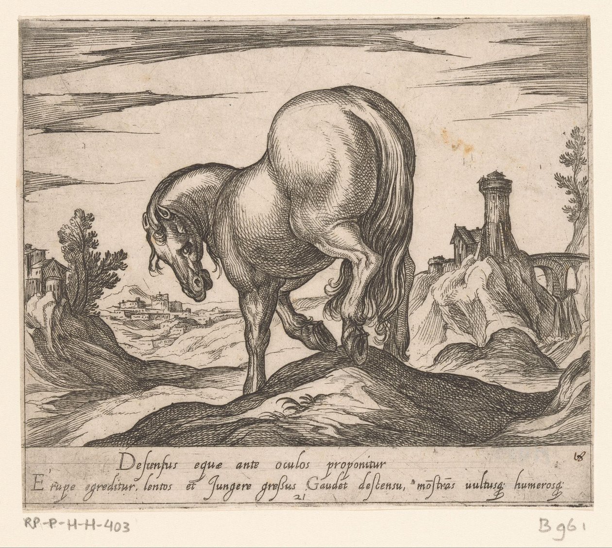 Cheval descendant une colline vu de derrière - Antonio Tempesta