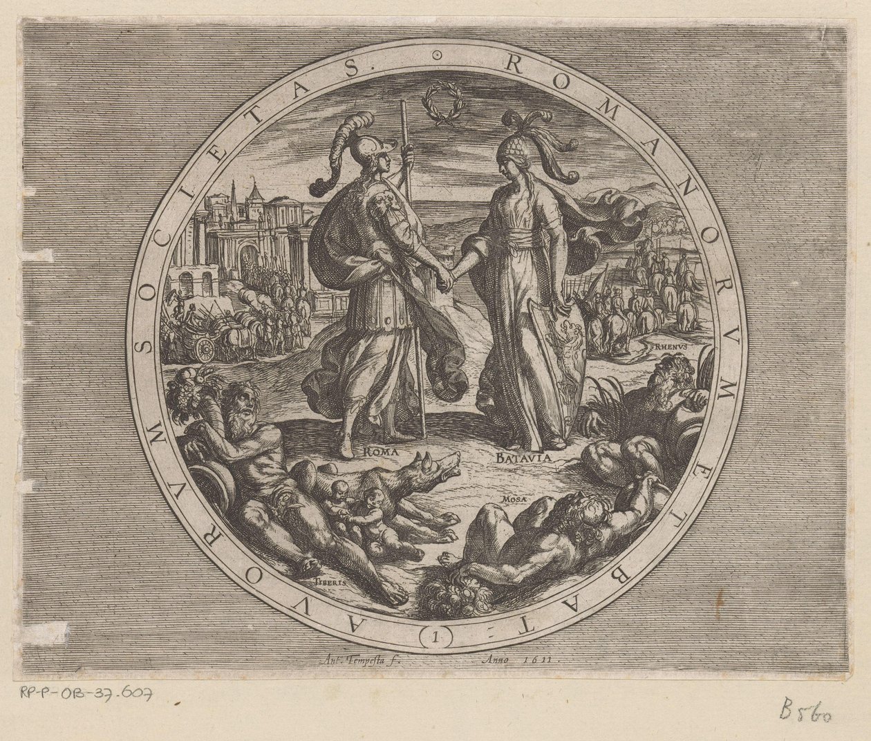 Rome et Batavia se serrant la main - Antonio Tempesta