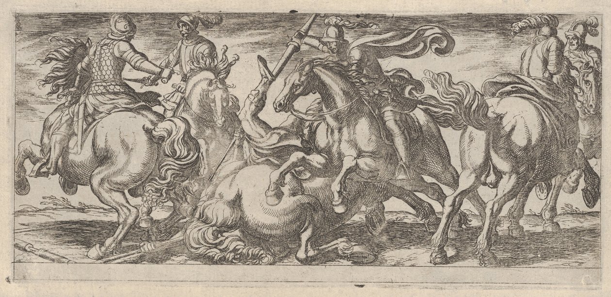 Six cavaliers en combat, de Scènes de bataille I, vers 1590-1630 - Antonio Tempesta