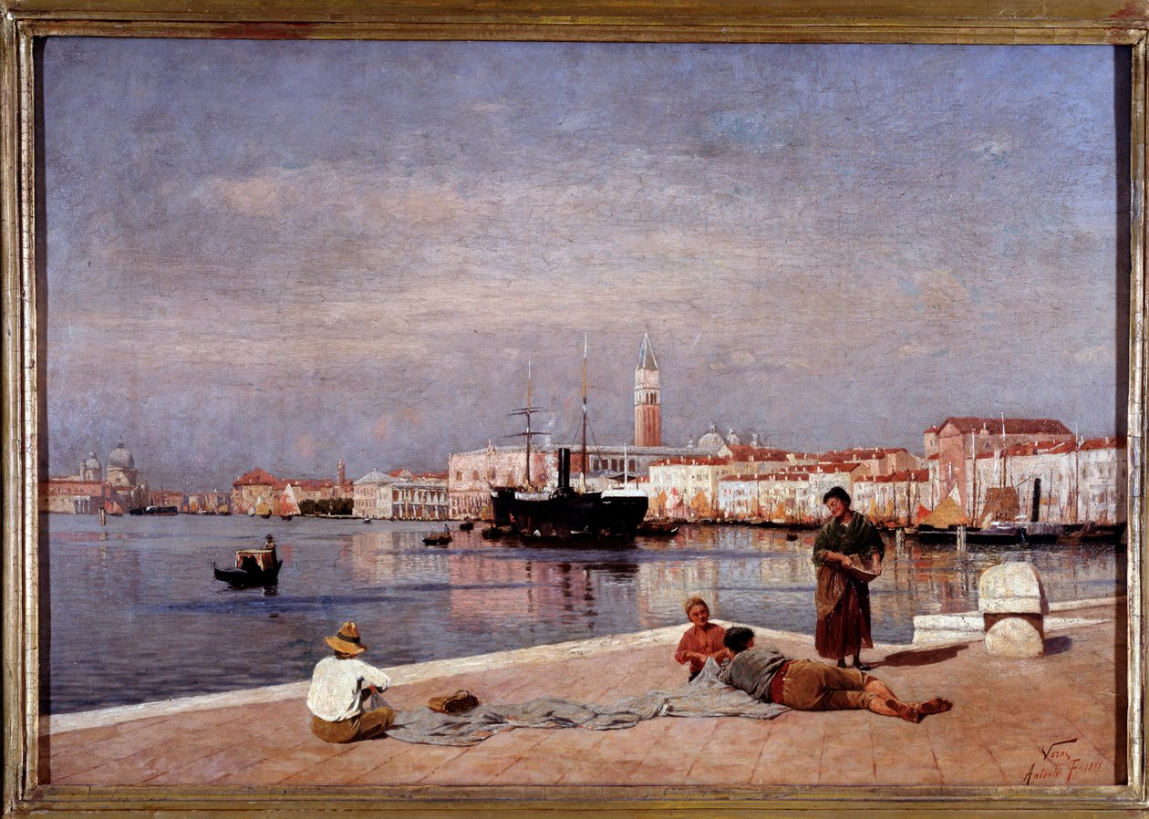 Vue de la lagune de Venise depuis un quai - Antonio Varni