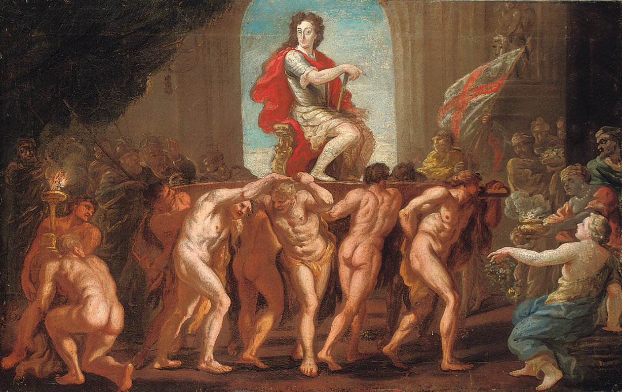 Esquisse pour une fresque dans la salle Saint-Georges, château de Windsor, montrant le roi Guillaume III en gloire - Antonio Verrio