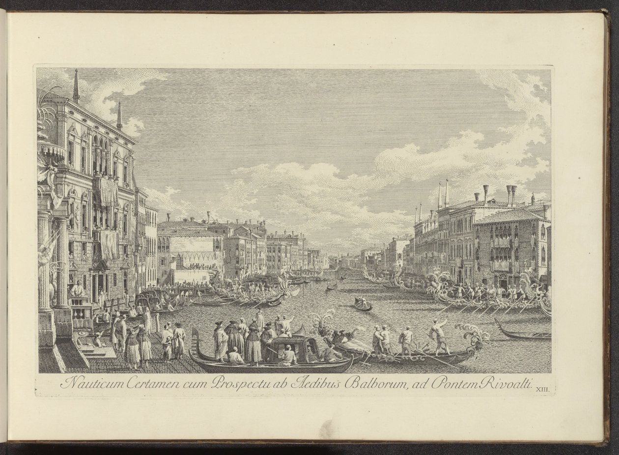 Vue sur le Grand Canal à Venise où se déroule la régate - Antonio Visentini