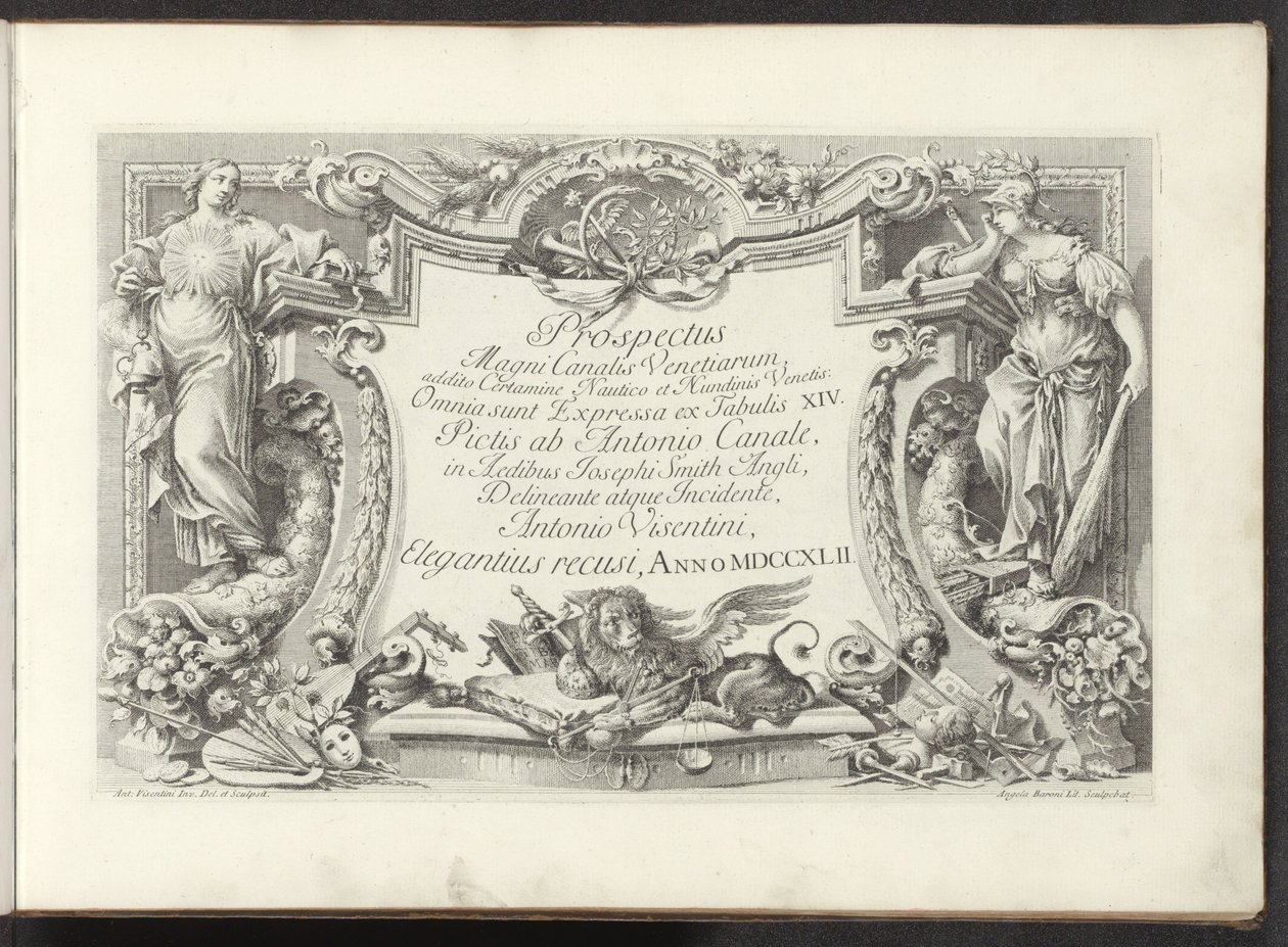 Page de titre avec cartouche avec Sagesse et Force - Antonio Visentini