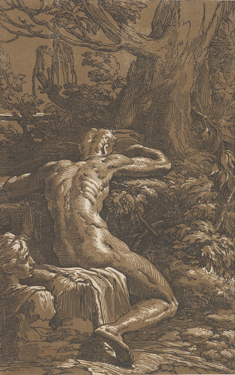 Homme assis vu de dos Narcisse, vers 1527-30 - Antonio da Trento