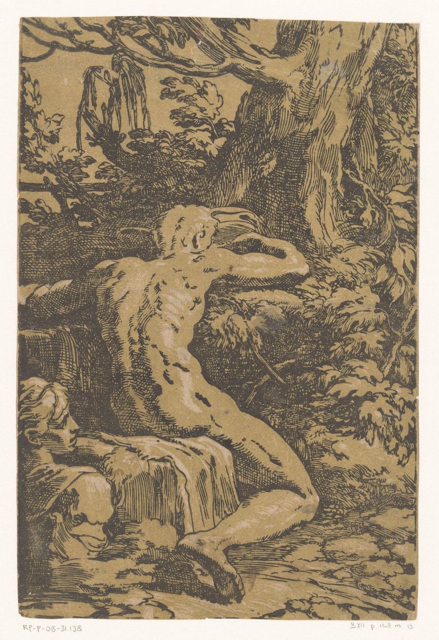 Homme nu dans un paysage - Antonio da Trento