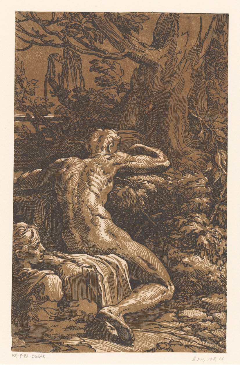 Homme nu dans un paysage - Antonio da Trento