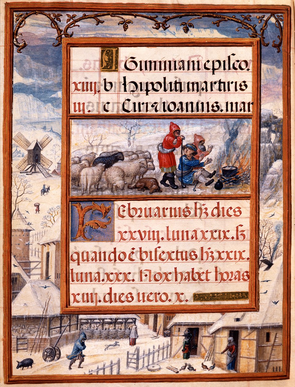 Le mois de février, miniatures du 