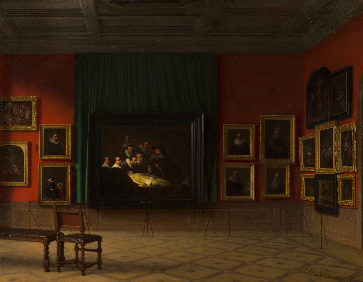Intérieur de la salle Rembrandt au Mauritshuis en 1884 - Antoon Francois Heyligers