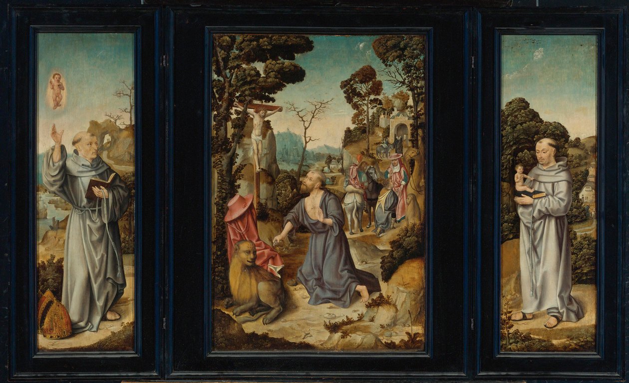 Un triptyque : Scènes de la vie de saint Jérôme, saint Antoine de Padoue, saint Bernard de Clairvaux - Antwerp School c. 1525 3