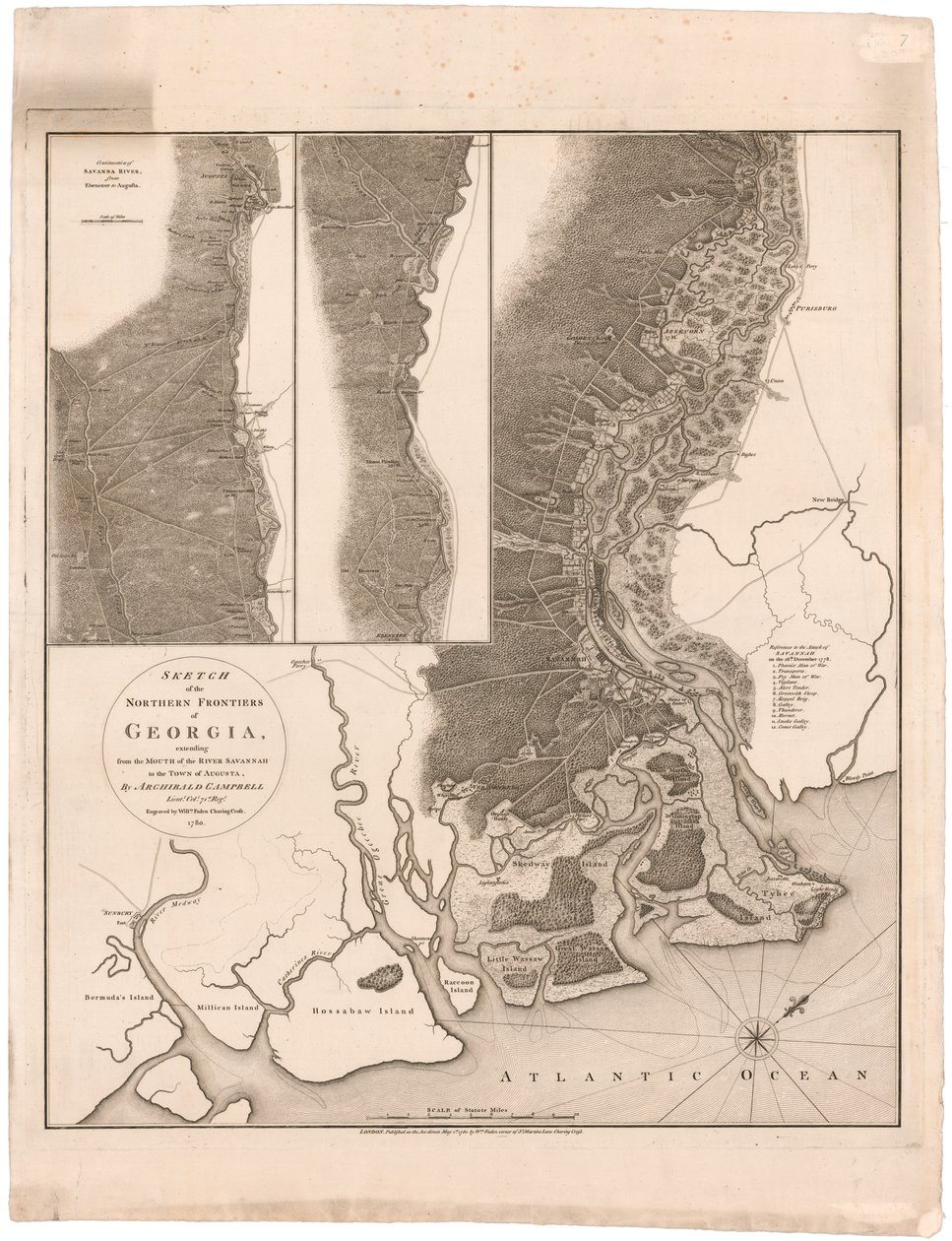 Carte des frontières nord de la Géorgie par Campbell - Archibald (after) Campbell