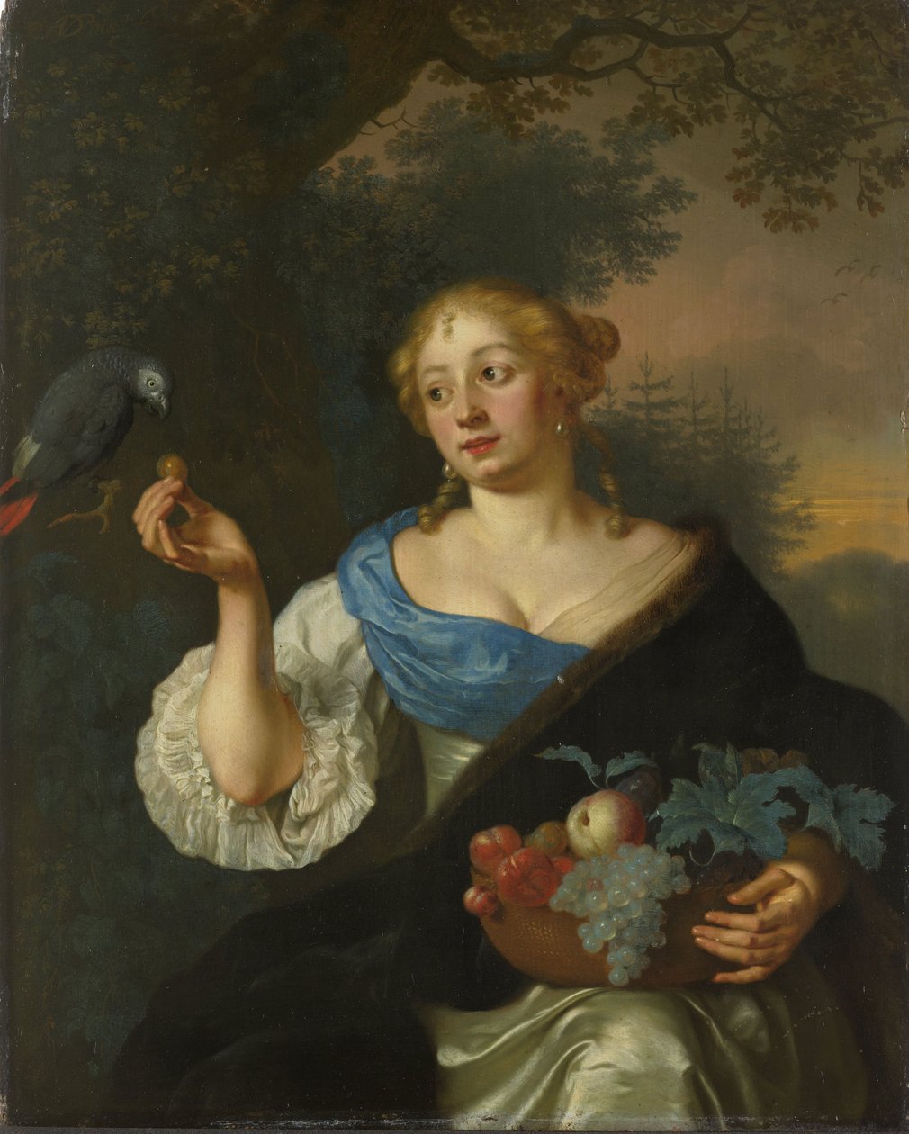Une jeune femme avec un perroquet - Arie de Vois