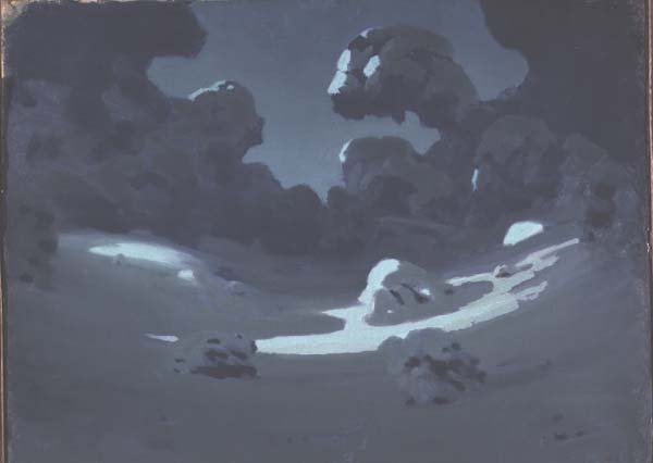 La lune éclaire une clairière dans la forêt - Arkip Ivanovic Kuindzi