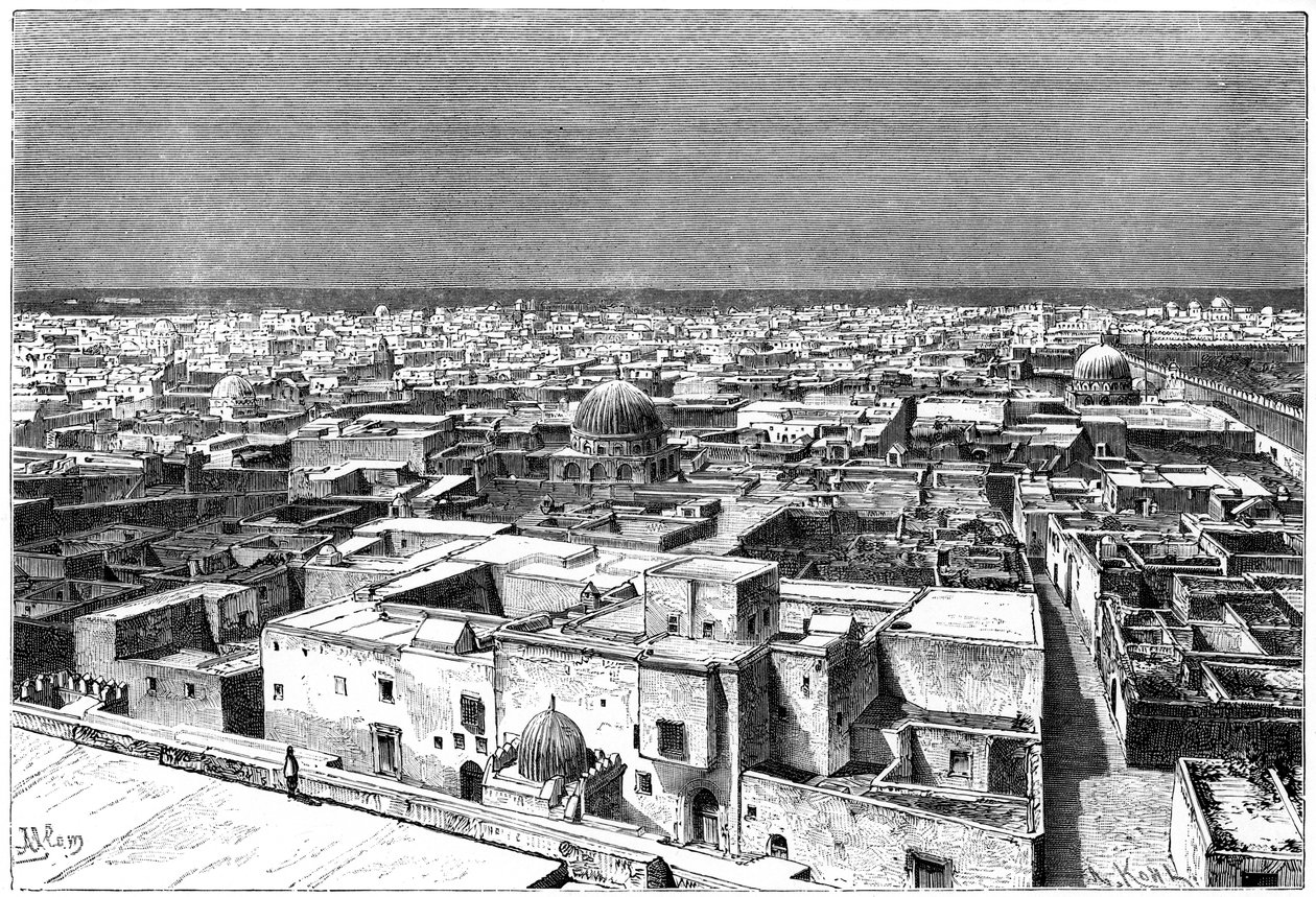 Vue de Kairouan, Tunisie, vers 1890 - Armand Kohl