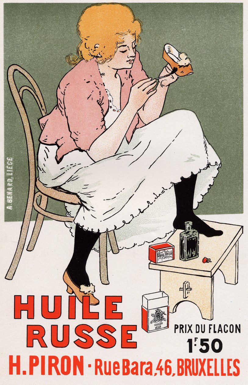 Mode de vie. Mode. Huile russe, réparation de chaussures. Affiche par Armand Rassenfosse, Belgique, vers 1895 - Armand Rassenfosse