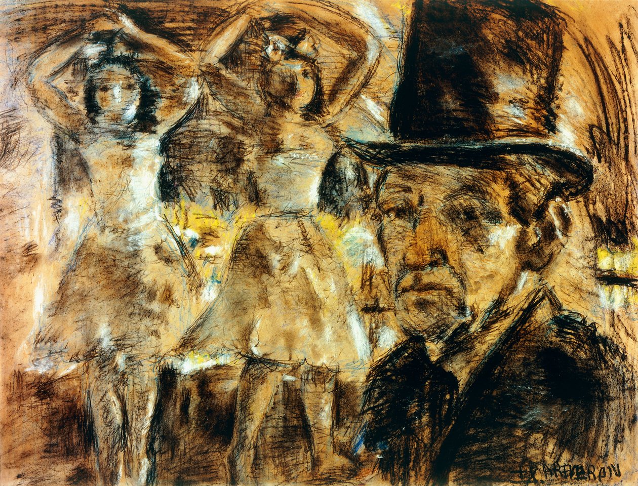Autoportrait avec poupées (fusain, pastel et craie blanche sur papier) - Armando Reverón