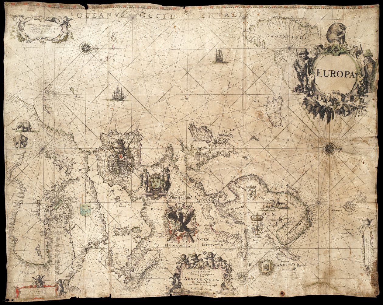 Europe ; Pascaarte de Arnold Colom (1660) - Arnold Colom