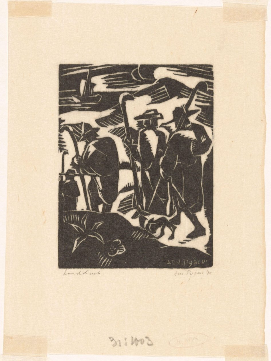 Quatre bergers et un chien - Arnold Pijpers (signed by artist)