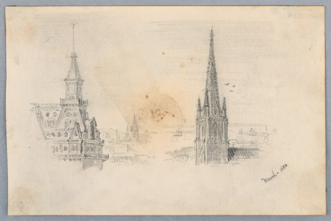 Deux Croquis de Clochers - Arnold William Brunner