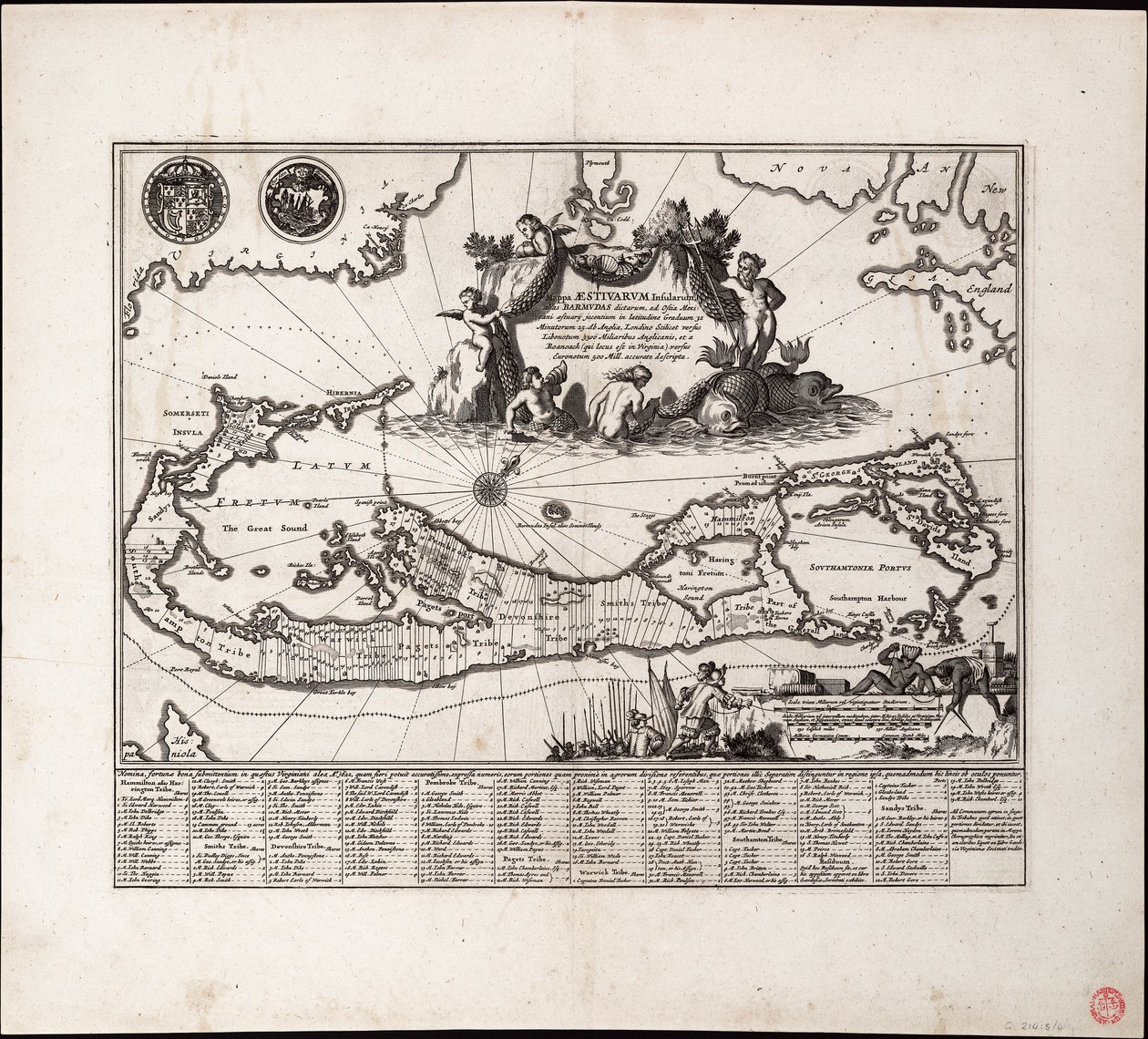 Mappa Aestivarum Insularum, alias Barmudas dictarum - Arnoldus Montanus