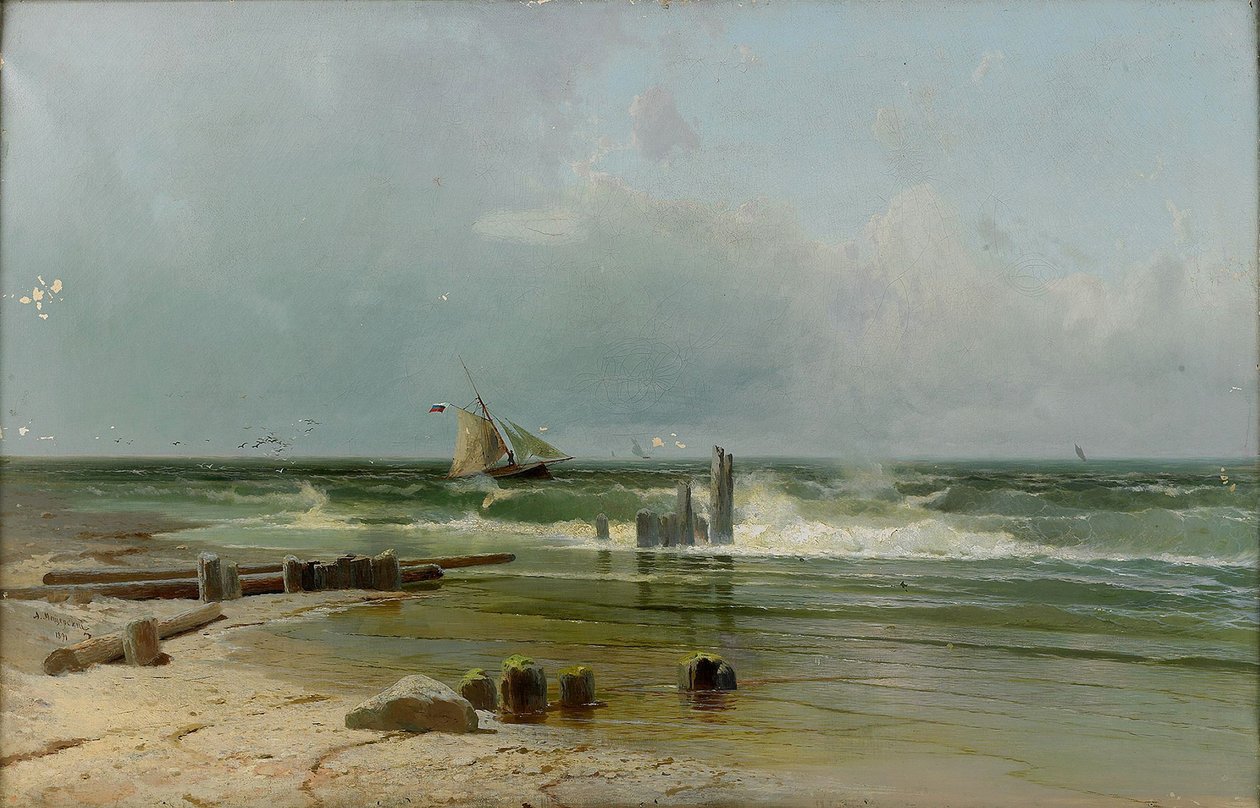 Un voilier près de la plage, 1891 - Arseniy Ivanovich Meshchersky